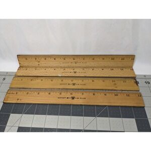 Vintage Westcott 12 Inch Wood Ruler Metal Strip Edge USA Lot of 4
